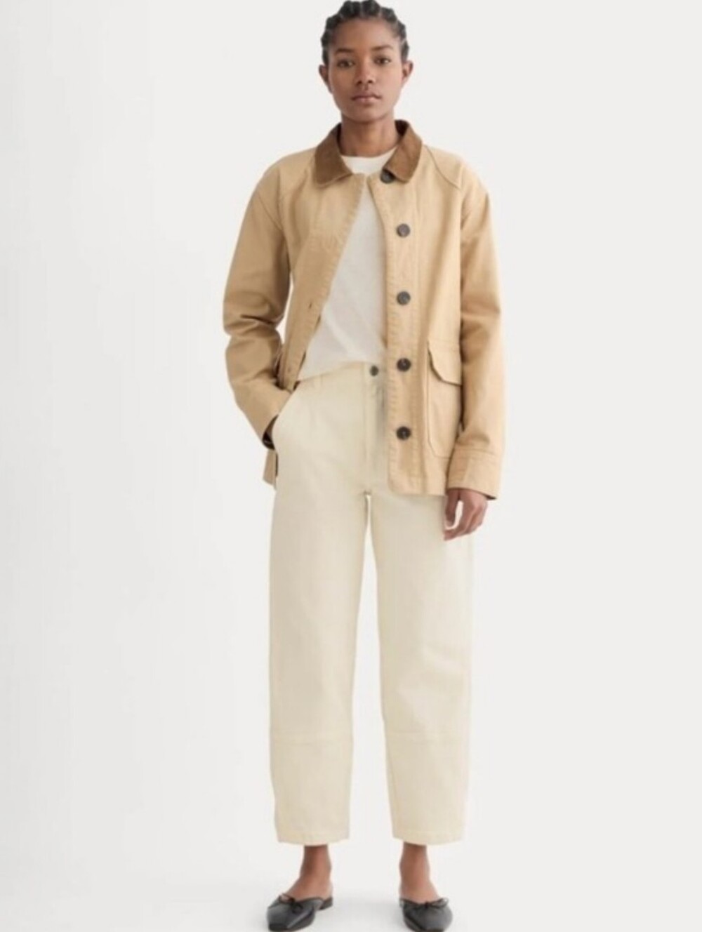 Everlane Utility Barrel Leg Pants Jeans Bone White Cotton High Rise Size 6